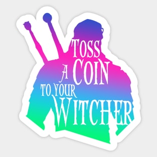 Witcher silhouette: Toss a Coin - retro Sticker